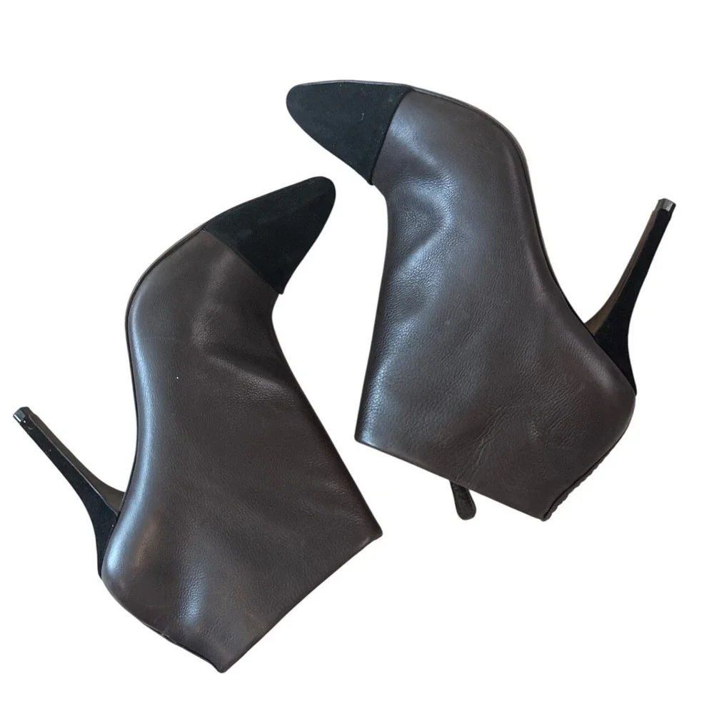 Tory Burch Ward 100mm Two-Tone Leather Suede Ankle Booties Size 9